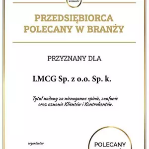 Przedsiębiorca polecany w branży 2024