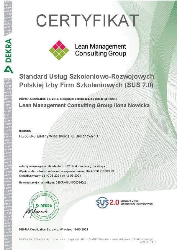 Standard Usług Szkoleniowo-Rozwojowych Polskiej Izby Firm Szkoleniowych (SUS 2.0)